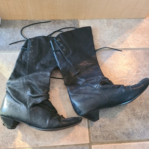 Aldo black leather pirate boots with back laces size 37 - Picture 5 of 8